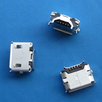 microUSB B type 5pin (焊腳:SMT, 外殼:DIP) 牛角