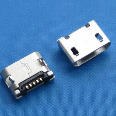 microUSB B type 5pin (焊腳:SMT, 外殼:前貼后插) 無翻邊有柱6.40mm